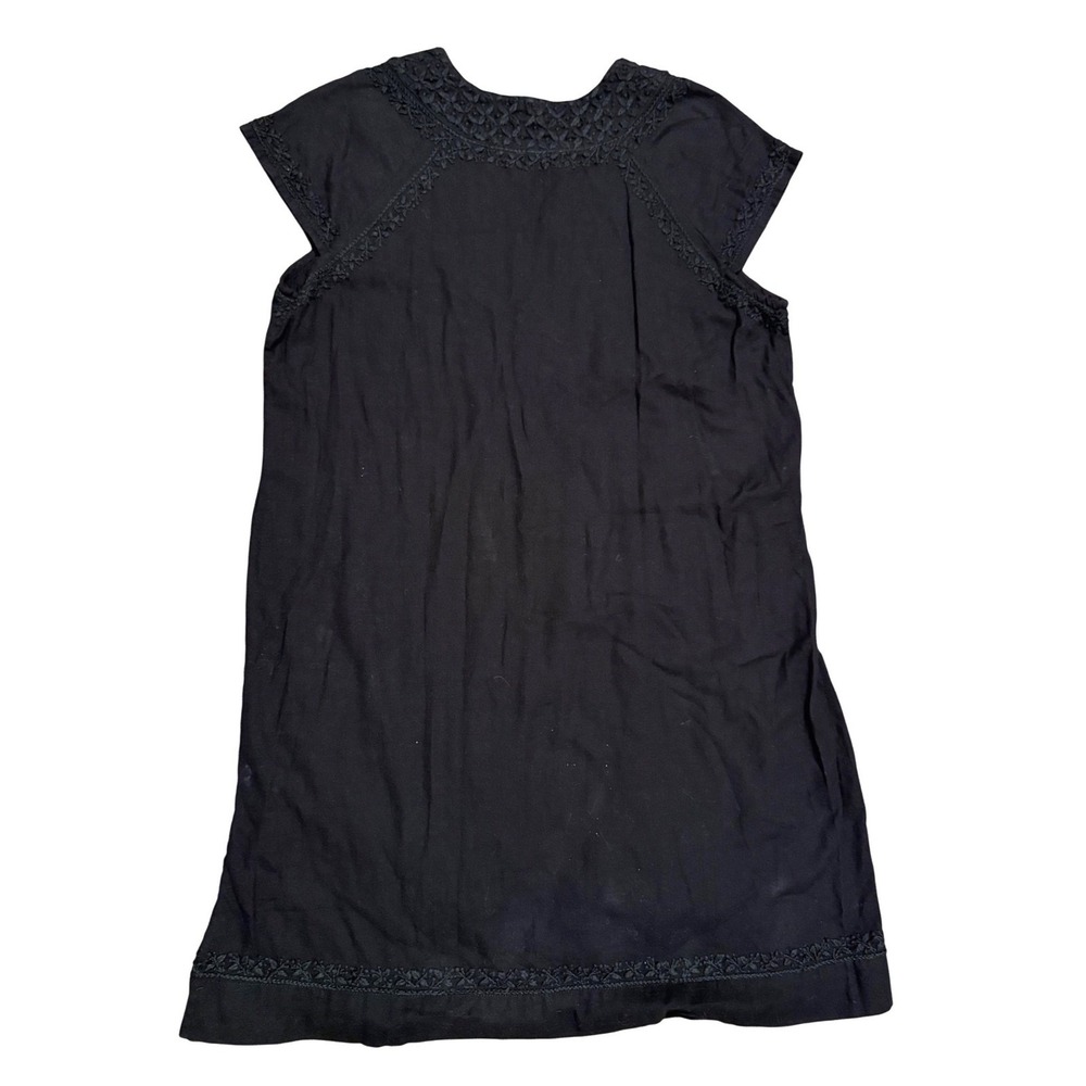Roller Rabbit Black Embroidered Cotton Shift Dress Womens Large Boho lined - Picture 3 of 9